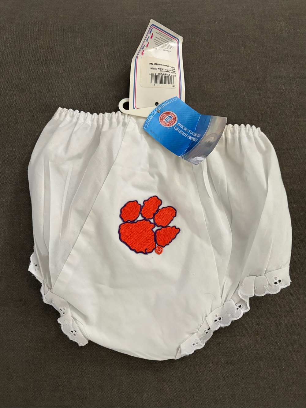 New Clemson Kids White Eyelet Bloomers
